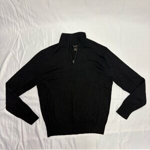 Haggar Mens Large Wool Nylon Blend Quarter Zip Pullover Sweater Sweatshirt Black